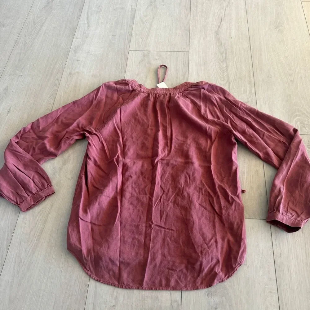 Anthropologie Cloth & Stone Becky Blouse Tencel Mauve Tunic Top Size S
